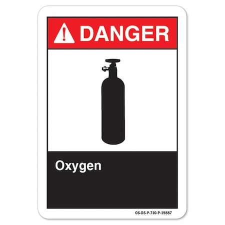 Signmission ANSI Danger, 3.5" Height, 5" Width, Decal, 3.5" H, 5" W, Landscape, PK10, Oxygen OS-DS-D-35-L-19887-10PK